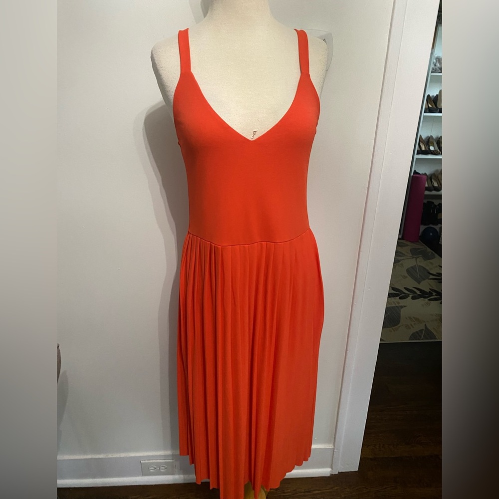 ZARA Orange Pleated Dress - Size S/M- NEW